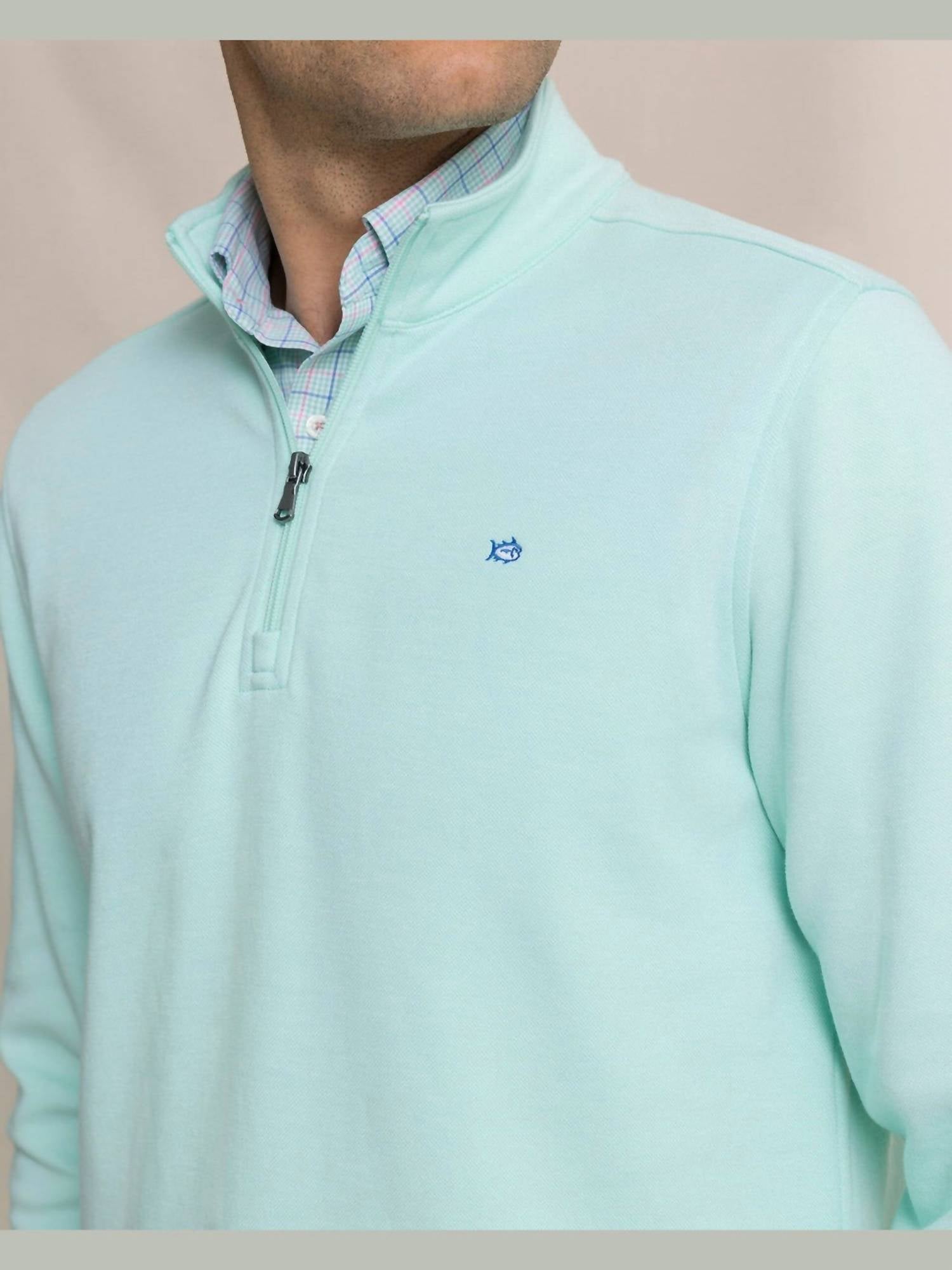 SOUTHERN TIDE Sandy Cove Pique Quarter Zip Top in gulf shores - men's sweater - view 4