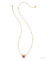 Kendra Scott Women's Mickey Mouse Pendant Necklace in gold bright red drusy - women's jewelry - detail view