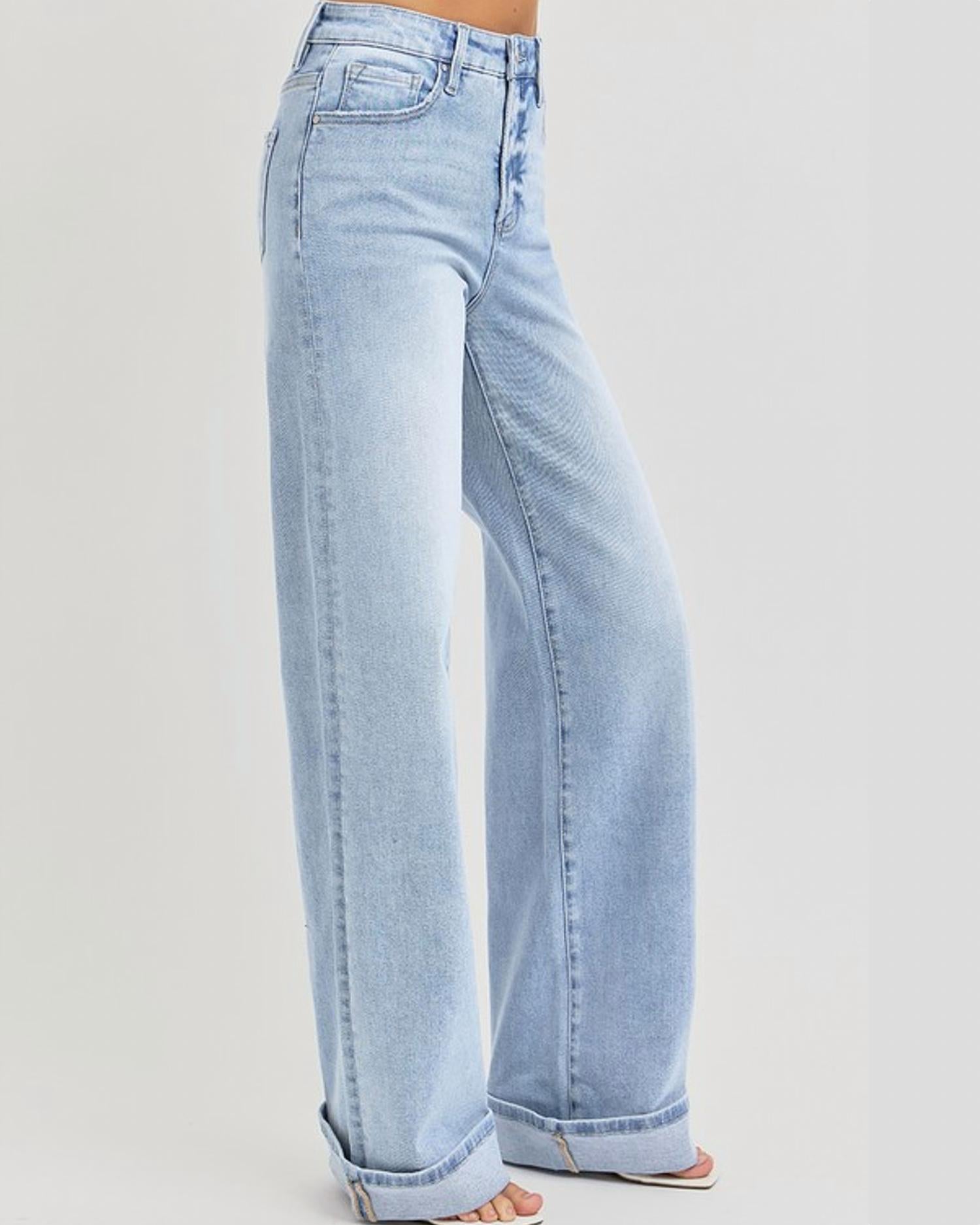 Risen - Kollyns Tummy Control High Rise Wide Cuffed Jeans