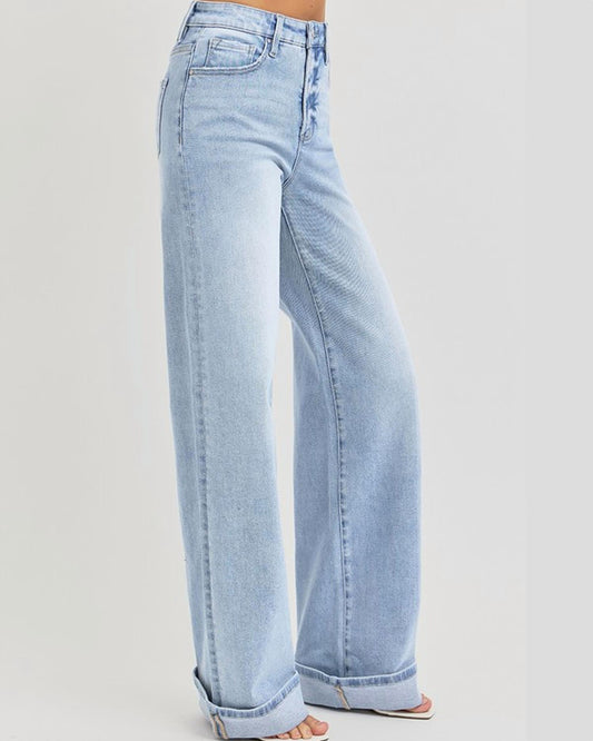 Risen - Kollyns Tummy Control High Rise Wide Cuffed Jeans