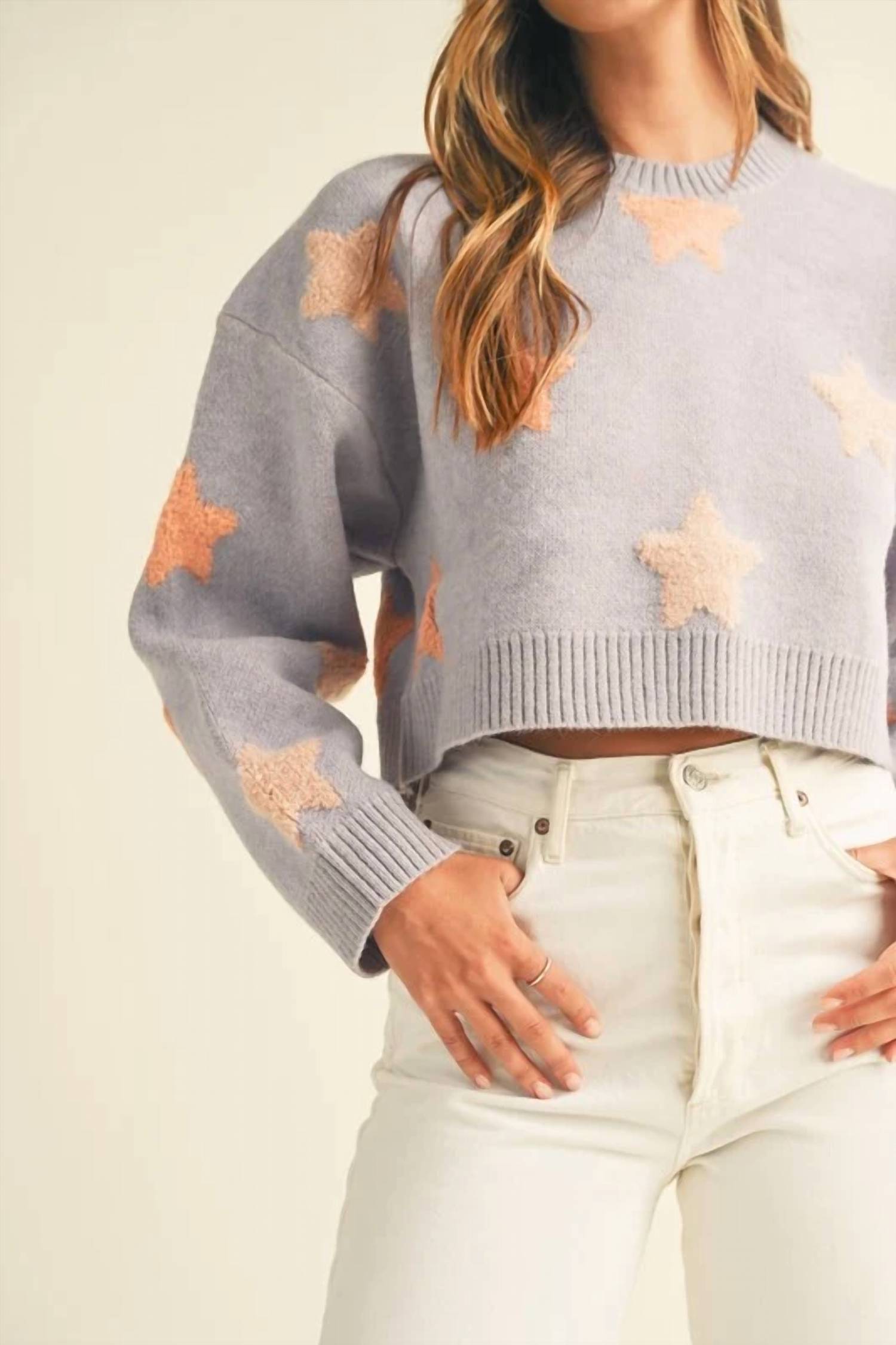 Mable - Long Sleeve Cropped Knit Sweater