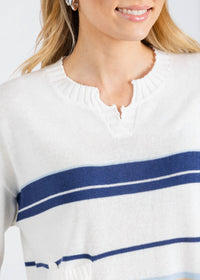 ZAKET & PLOVER Crop Stripe Sweater in white multi - women's long sleeve top - view 4
