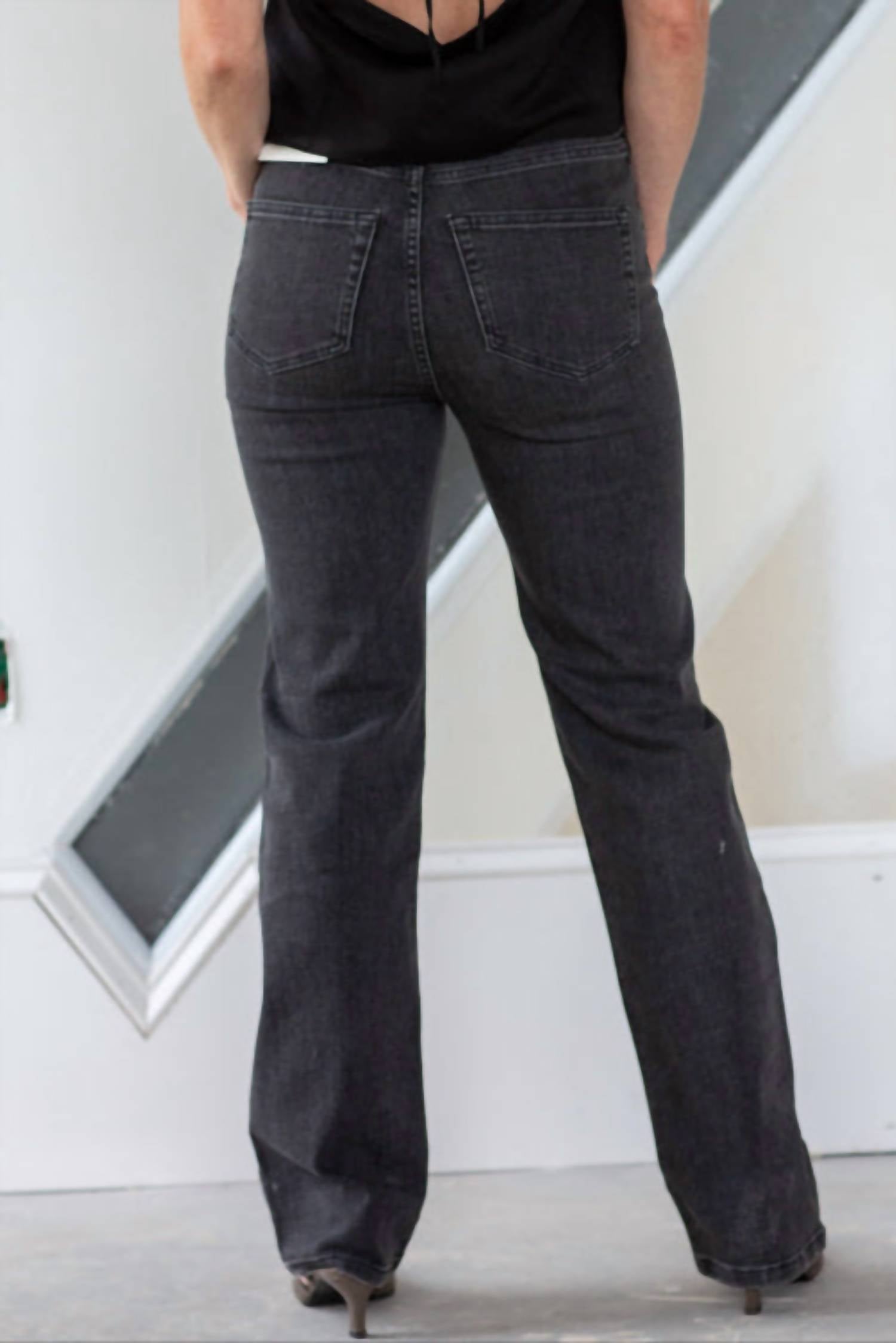 Jeanerica Eiffel High Rise Jeans in used black - women's jeans - detail view
