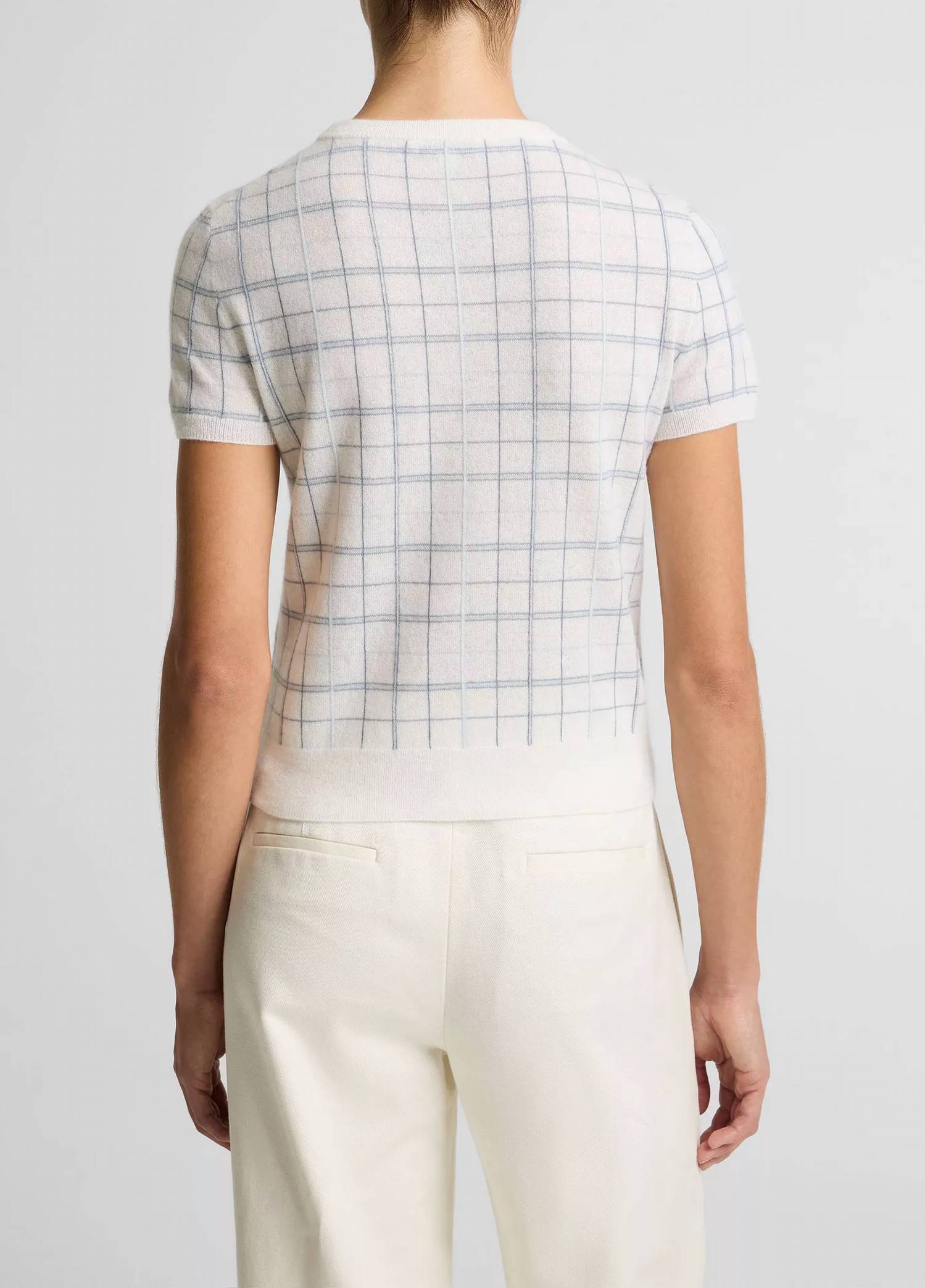Vince - Plaid Short Sleeve Crew Sweater
