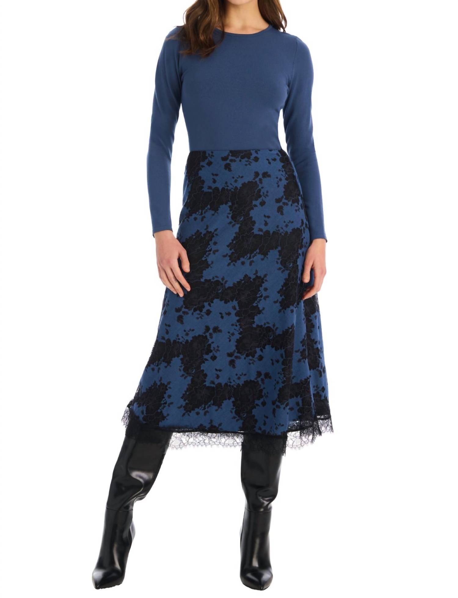ALLISON NEW YORK Solid Rita Top in blue - women's long sleeve top - alternate view