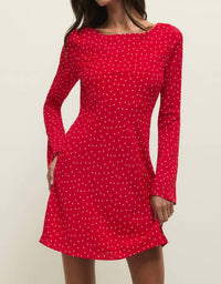 Z Supply Campbell Dot Crepe Mini Dress in kiss me red - women's dress