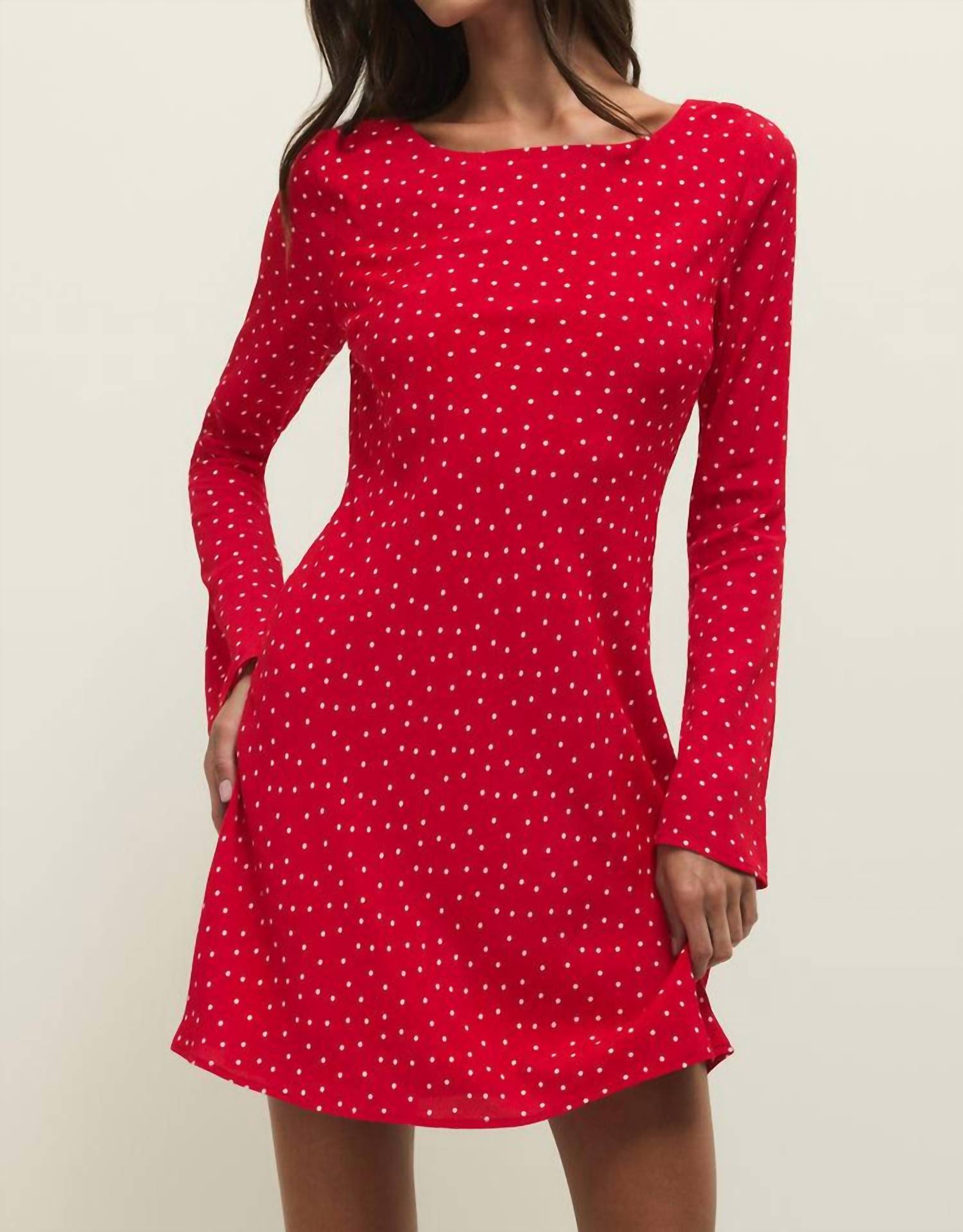 Z Supply Campbell Dot Crepe Mini Dress in kiss me red - women's dress