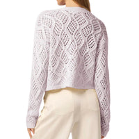 SABLYN Jolie V-Neck Cropped Cable Cardigan in himalaya - women's cardigan - detail view