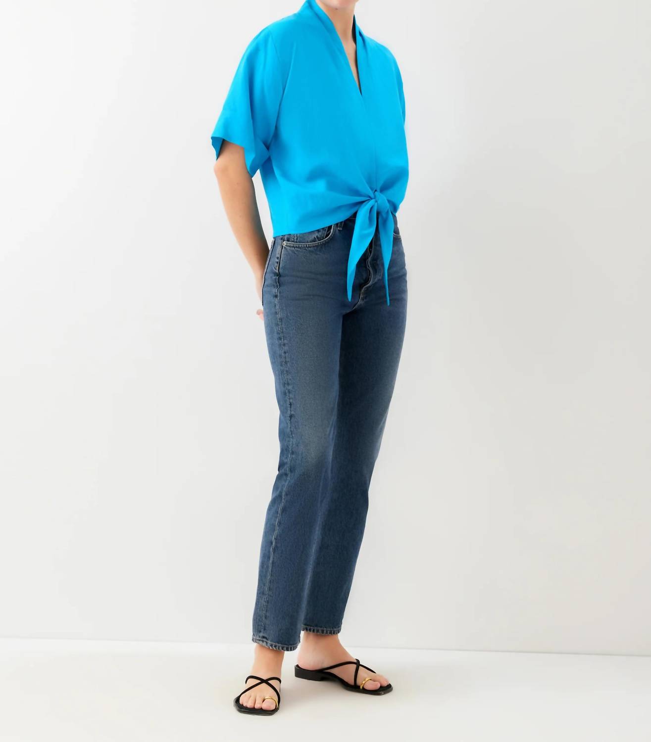 Fifteen Twenty - Women's Janice Cuffed Sleeve Tie-front Top