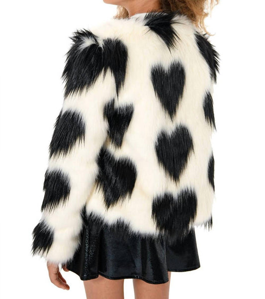 Mia - Faux Fur Jacket With Hearts