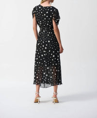 Joseph Ribkoff Chiffon Dot Print Wrap Dress in black vanilla - women's dress - alternate view