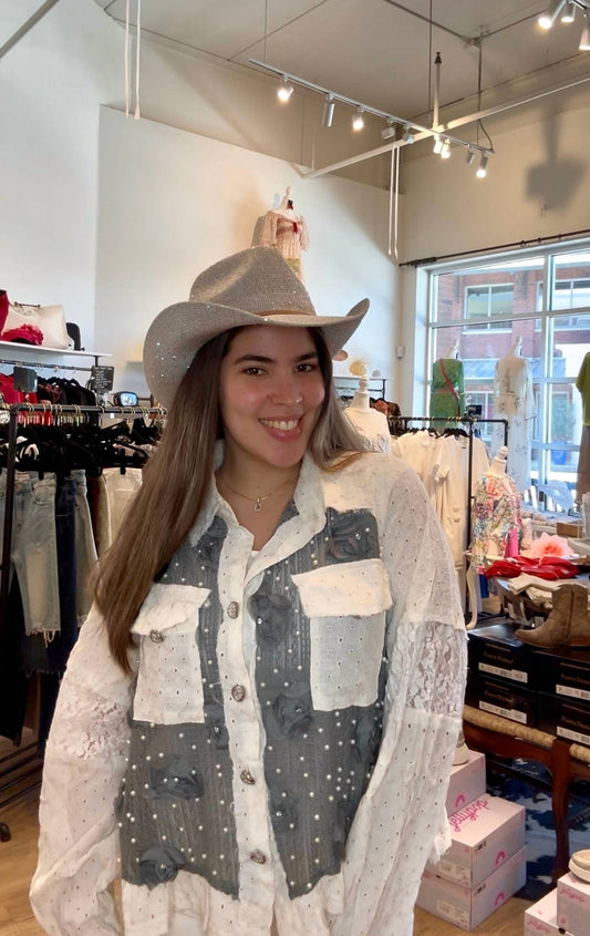 Pol - Dayja Lace Button Down Top