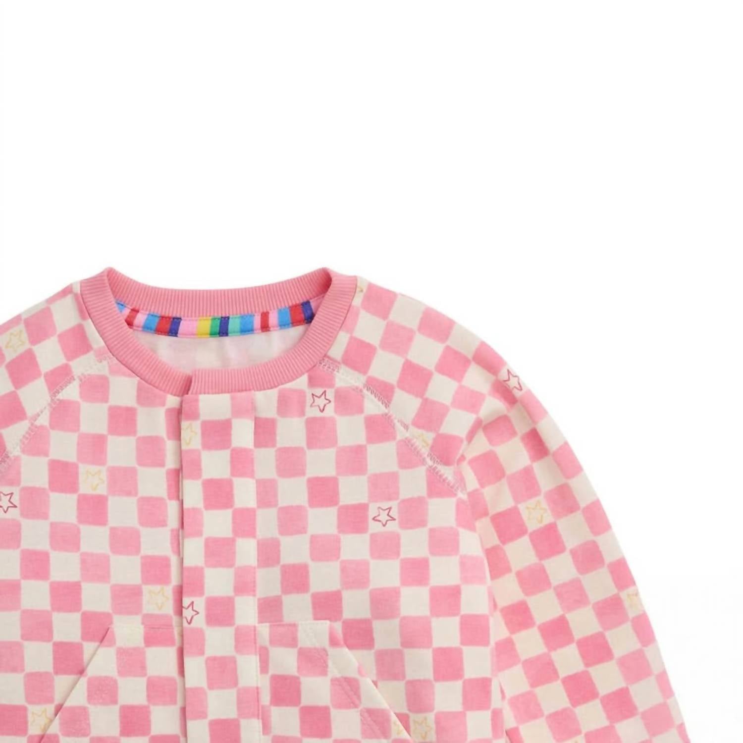 Magnetic Me - Kid's Checkerboard Brushed Fleece Romper
