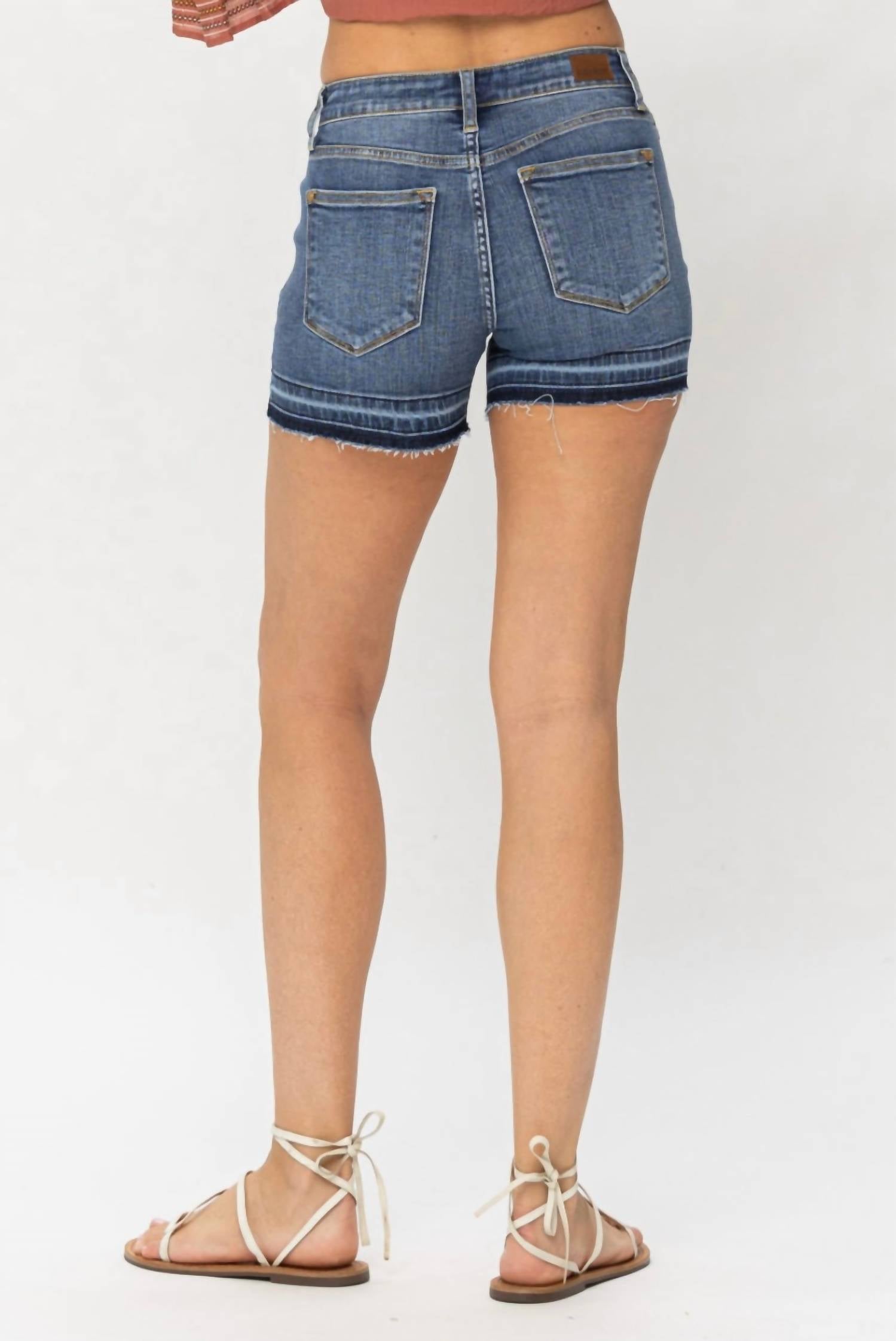 Judy Blue - Mid Rise Release Hem Shorts