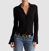 Alice + Olivia - Freya Fitted Nipped Waist Botton Down Top