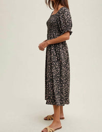 Wishlist - Floral Smocked Puff Sleeve Midi Dress