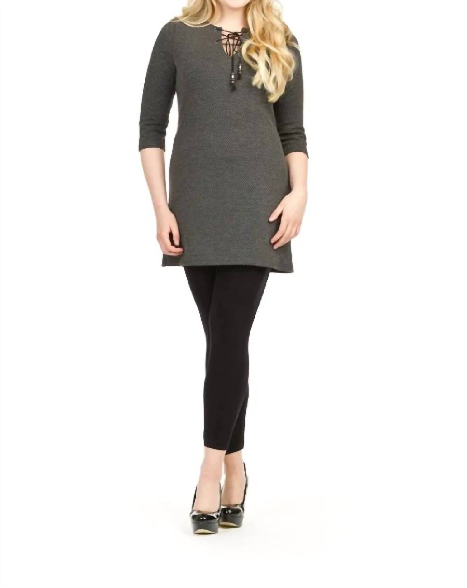 Papillon - Waffle Lace-up Sweater Tunic