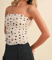 Klesis - Ruched Polka Dot Top