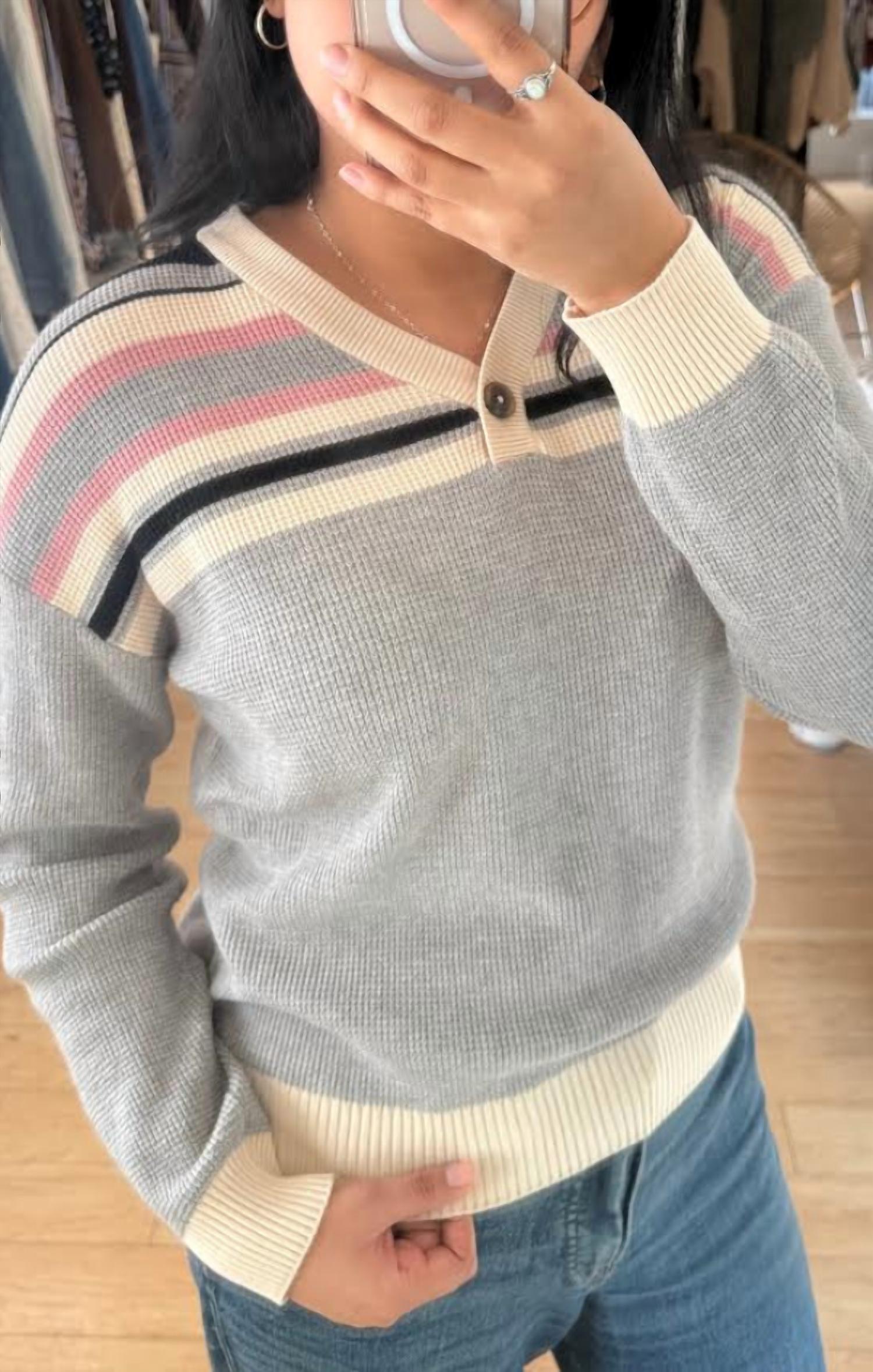 Red Haute - Rosie Waffle Henley Top