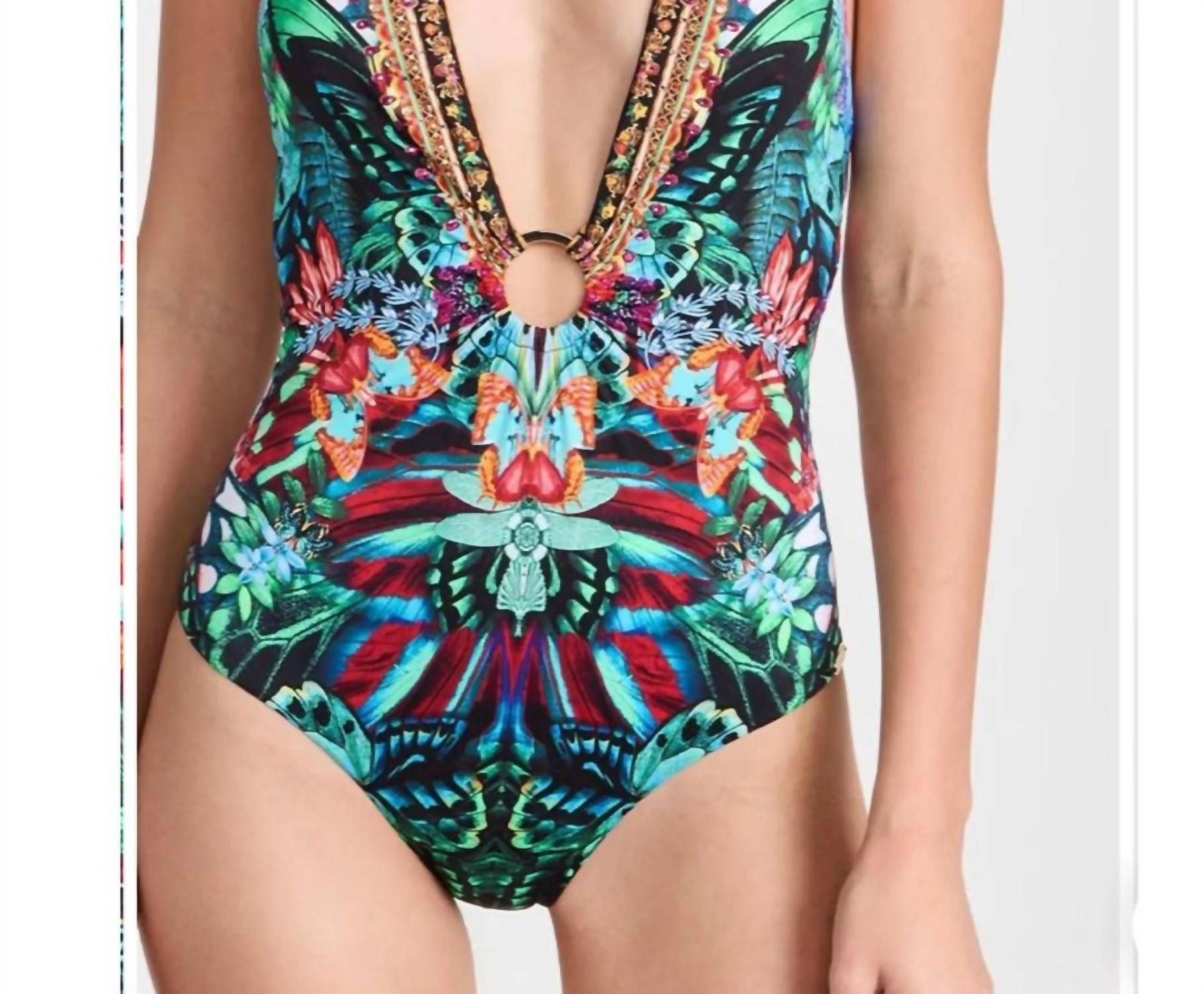 Camilla - Ring Detail Plunge V One Piece