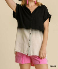 Umgee - Ellie Bleached Dip Dye Button Down Top