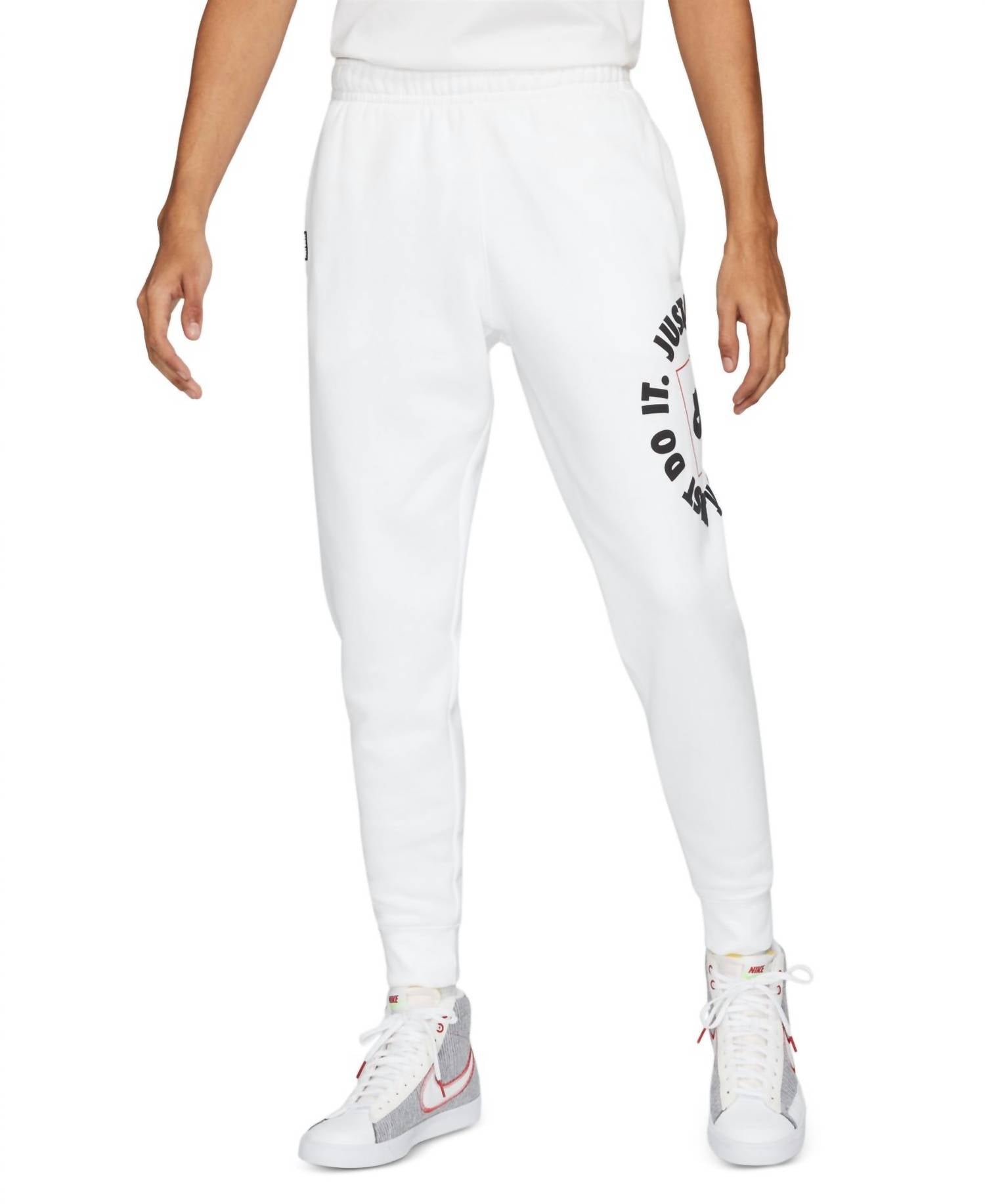 Nike - Just Do It Circle Logo Print Fleece Joggers