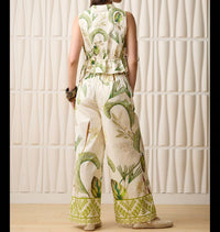 Aylaya Curaçao Peplum Top in palm forest - women's shirt - alternate view