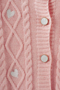 Urban Daizy Heart Embroidered Cardigan in pink - women's cardigan - alternate view