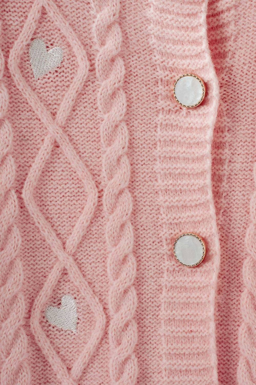 Urban Daizy Heart Embroidered Cardigan in pink - women's cardigan - alternate view