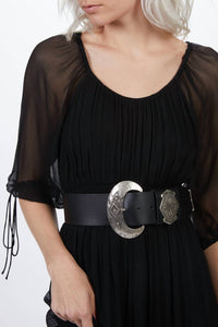 LEATHER BELT WITH METAL BUCKLE