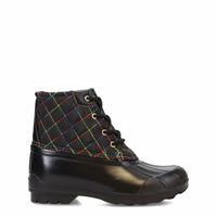 Sperry Little Kids Port Rain Boots in black rainbow - kids' shoe - detail view