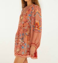 Farm Rio - LACE LONG SLEEVE BLOUSE DRESS