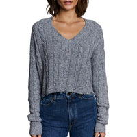 Autumn Cashmere - Distressed Cropped Cable V Sweater