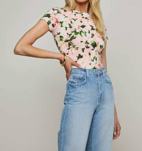L'Agence - Ressi Short Sleeve Rose Print Tee