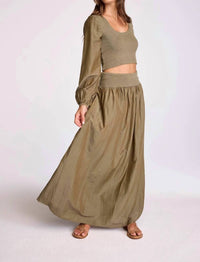 sundays Jones Pleated Maxi Skirt in moss - women's skirt - alternate view