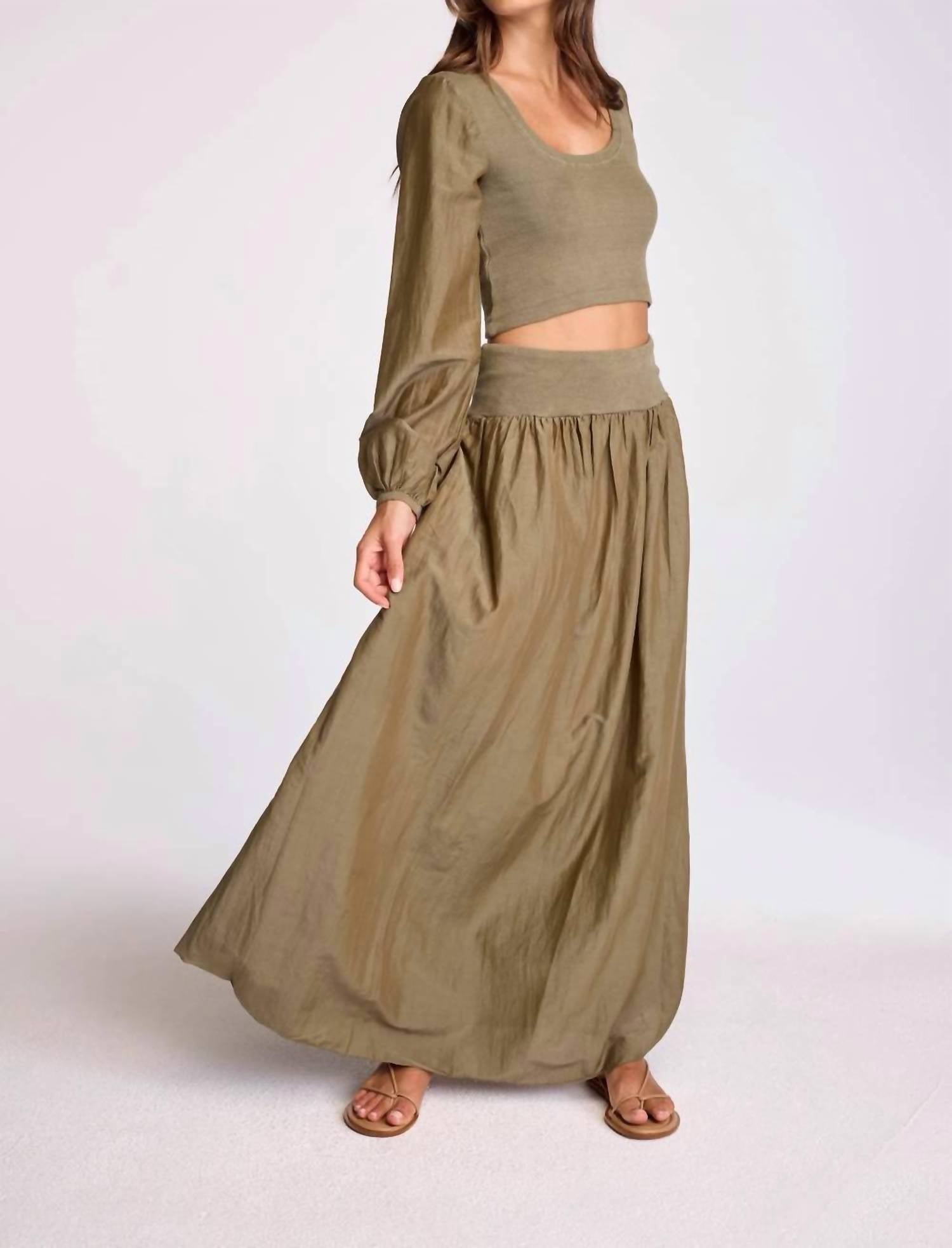 sundays Jones Pleated Maxi Skirt in moss - women's skirt - alternate view