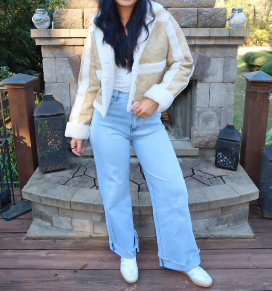 Act Pretty - Washed Polyurethane Short Shearling Coat