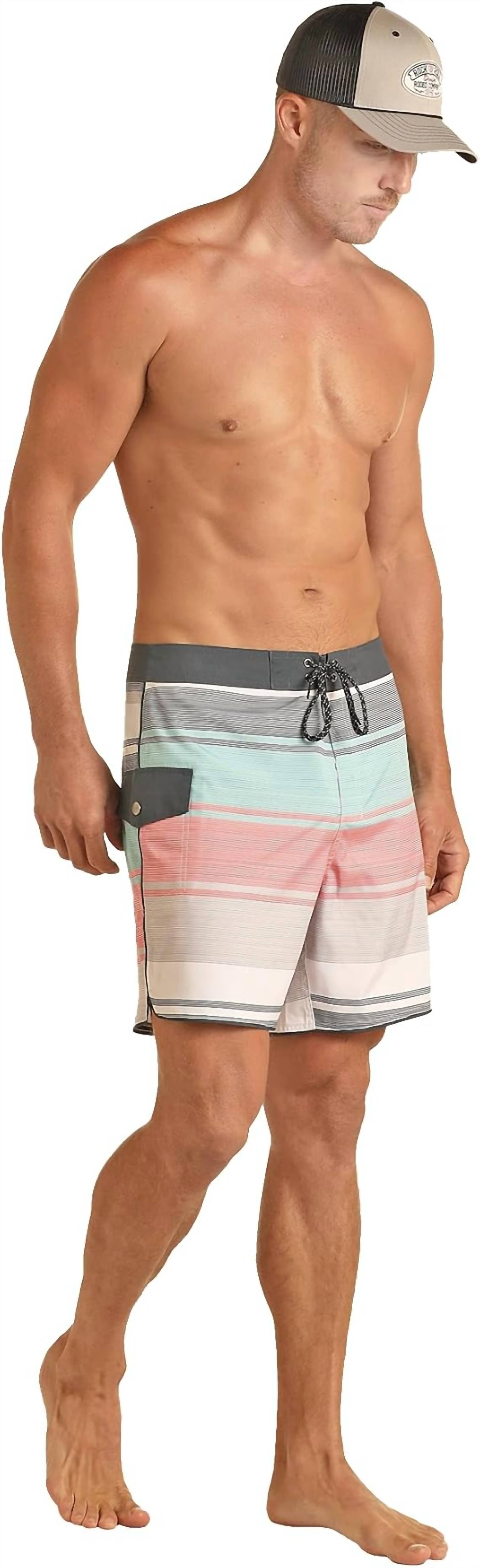 Rock & Roll Denim - Men's Striped Swim Trunks