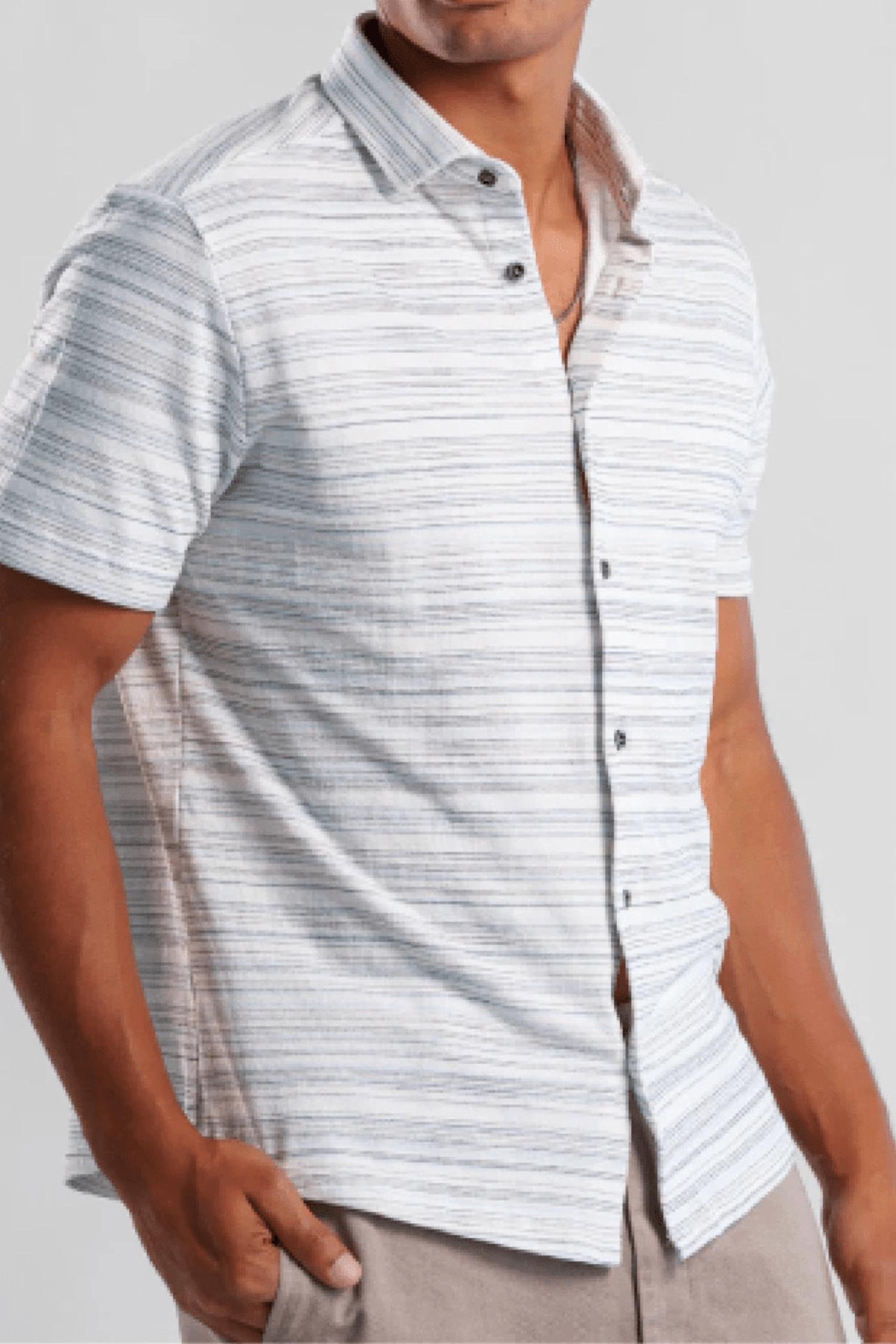 Stone Rose - Printed Horizon Pinstripe Knit Shirt
