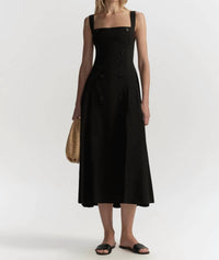 A.L.C. - Hayes Button Front Linen Midi Dress