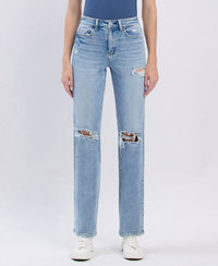 Lovervet - High Rise Distressed Straight Jeans
