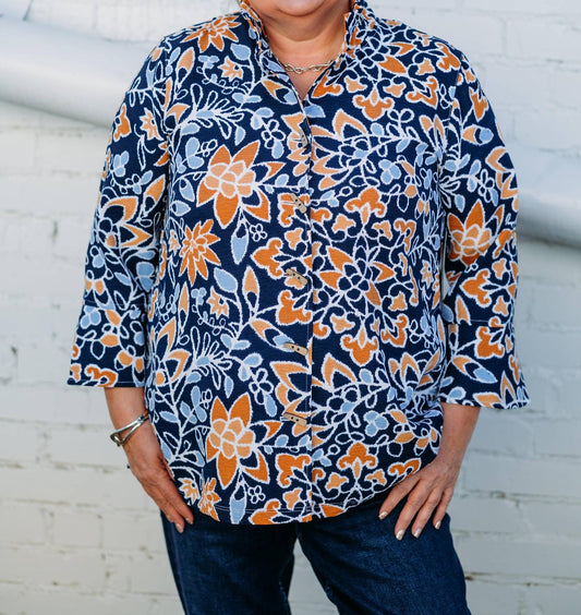 Multiples - 3/4 Flounce Sleeve Wire Collar 2 Pocket Shirt