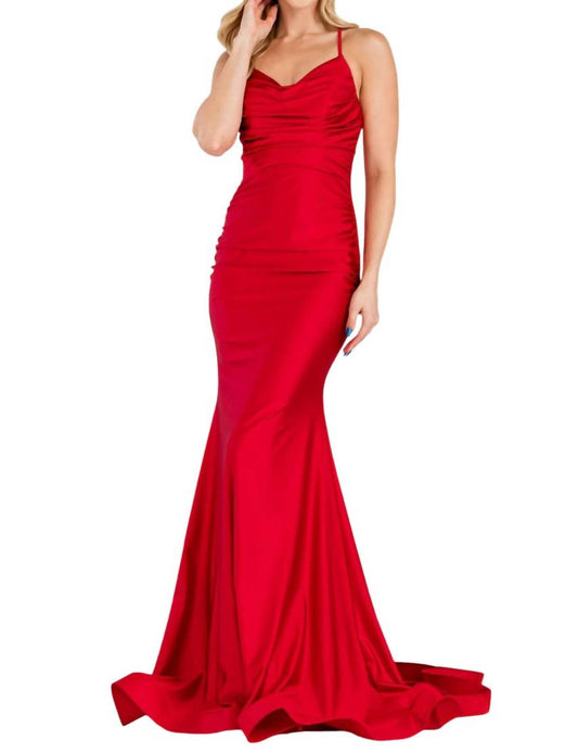 Amelia Couture - Lycra Cowl Neck Mermaid Gown