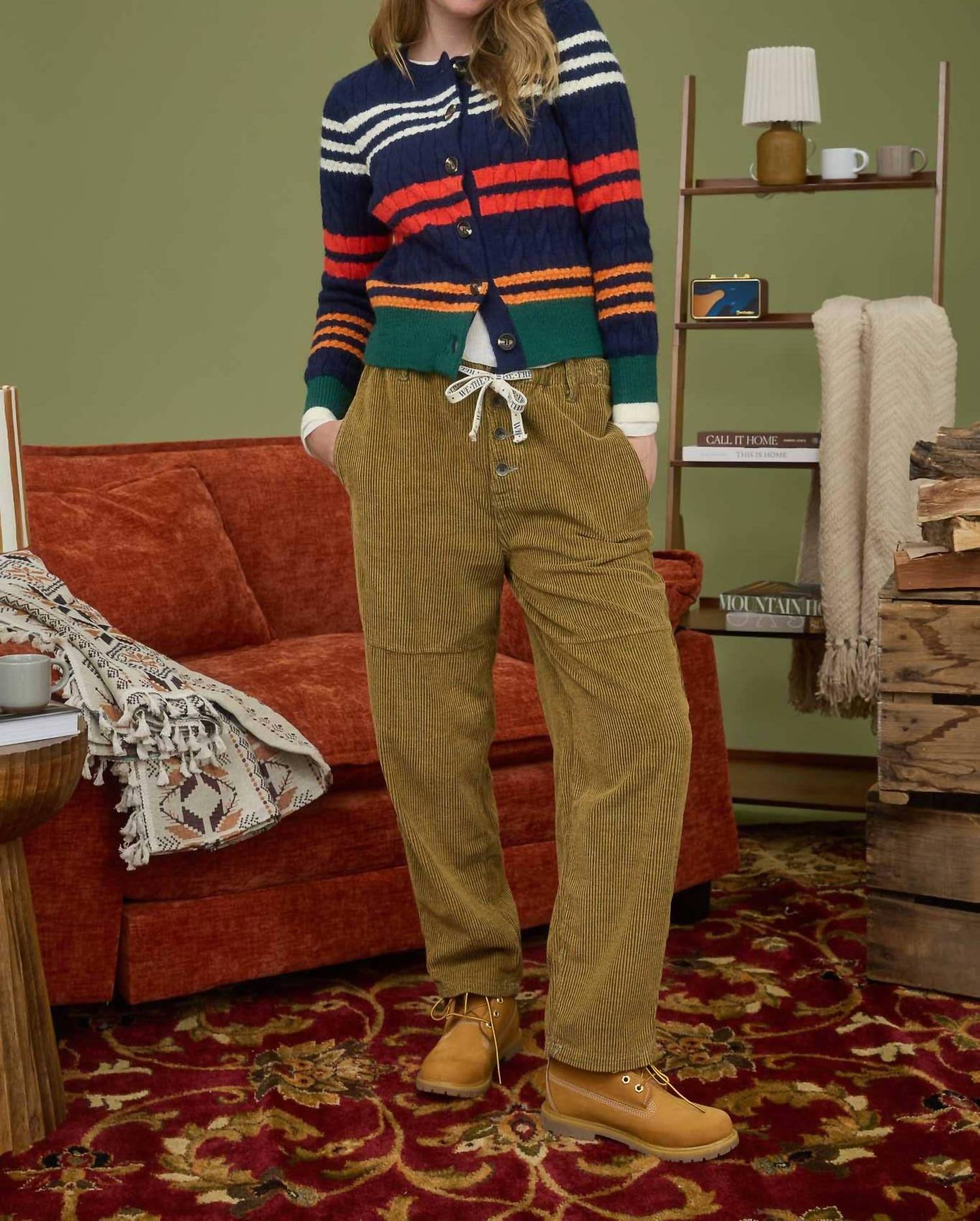 Blu Pepper - Stripe Cable Knit Button Down Cardigan