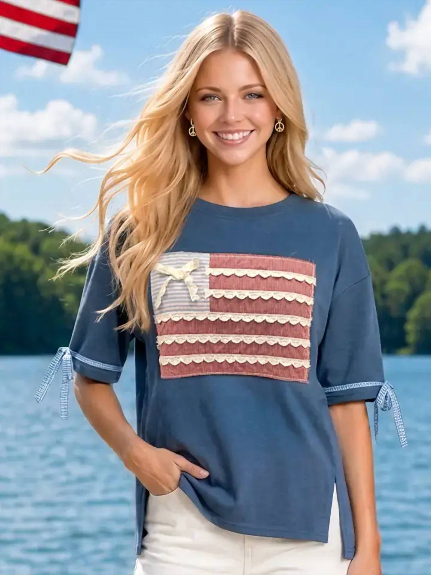 Main Strip - American USA Flag Patch Shirt