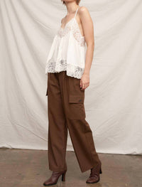 En Creme - Sleeveless Racerback Lace Trim Cami Top