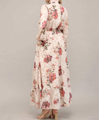 Fate Floral Metallic Ruffle Maxi Dress in cream and gold - women's dress - alternate view
