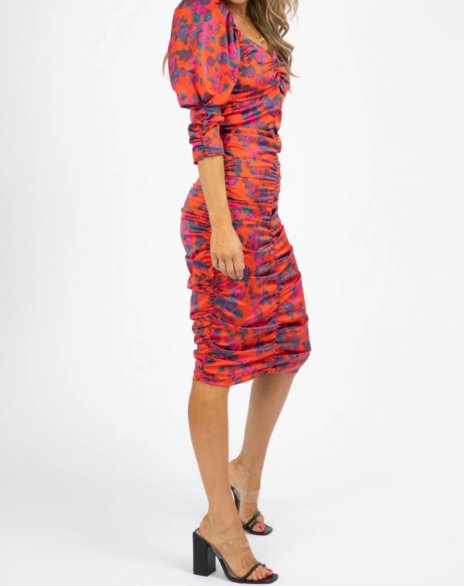 Shampoo - Ruched Floral Midi Dress