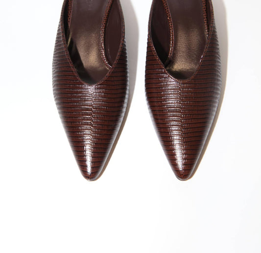 Le Monde Béryl - Women's Micro Wedge Snake Effect Leather Mule