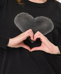Angel Apparel Heart Knit Top in black - women's top - detail view
